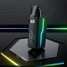 Load image into Gallery viewer, The image shows the Uwell Caliburn GZ2 pod system kit, which is a compact vape device with a boxy design, predominantly in black color, with LED lights visible around the base.