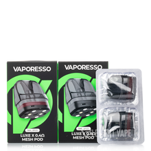 Load image into Gallery viewer, Vaporesso Luxe X Mesh Pod packaging with a clear plastic pack on a white background