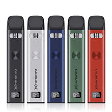 Load image into Gallery viewer, A collection of Uwell Caliburn G3 pod system vaping devices in various colors including black, blue, green, and red.