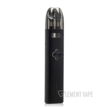Load image into Gallery viewer, A Uwell Caliburn Explorer pod system vaporizers in black colors, with a preinstalled pod and coil visible in the foreground.