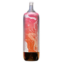 Load image into Gallery viewer, Bottle with a pink and orange circuit board design on a white background