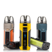 Load image into Gallery viewer, Three Vaporesso Luxe X Pro 40W pod systems in black, yellow, and green colors, displayed side by side.