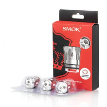 Load image into Gallery viewer, Packaging of SMOK TFV12 Prince Replacement Coils featuring three coils and specifications details on a red and black card.