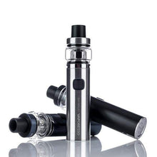 Load image into Gallery viewer, The image shows the Vaporesso Sky Solo Starter Kit, which includes a sleek, pen-like vaping device with a tank on top, and two 0.18 Ohm GT Meshed Coils.