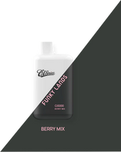 Load image into Gallery viewer, Funky Lands berry mix vape device with a black and white design on a gray and white background
