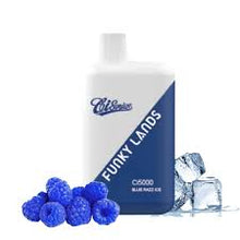 Load image into Gallery viewer, Funky Land&#39;s product with blue razz and ice cubes on a white background
