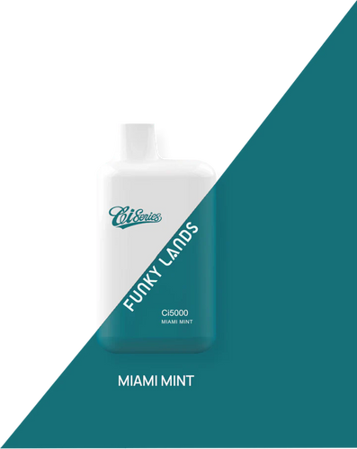 Cifonics Funky Lands CI5000 Miami Mint packaging on a white and teal background