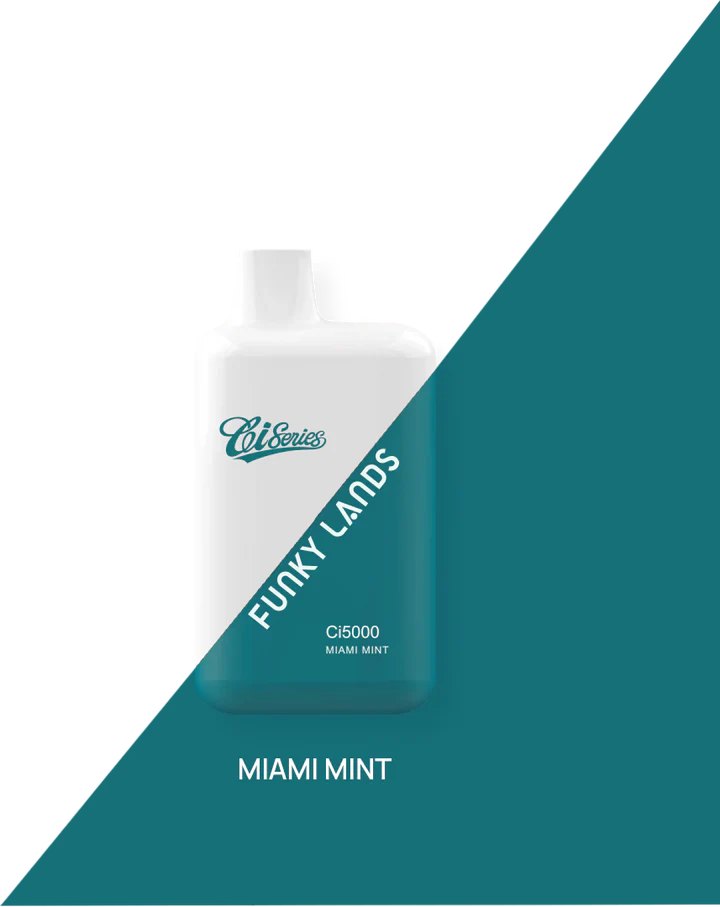 Cifonics Funky Lands CI5000 Miami Mint packaging on a white and teal background