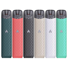Load image into Gallery viewer, A collection of Uwell Popreel N1 Pod System vaporizers in various colors including black, pink, gray, beige, and green.
