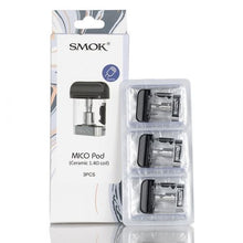 Load image into Gallery viewer, Packaging of SMOK MICO Pod Cartridges showing three pod cartridges with black and silver color scheme, along with the brand's logo and product information.
