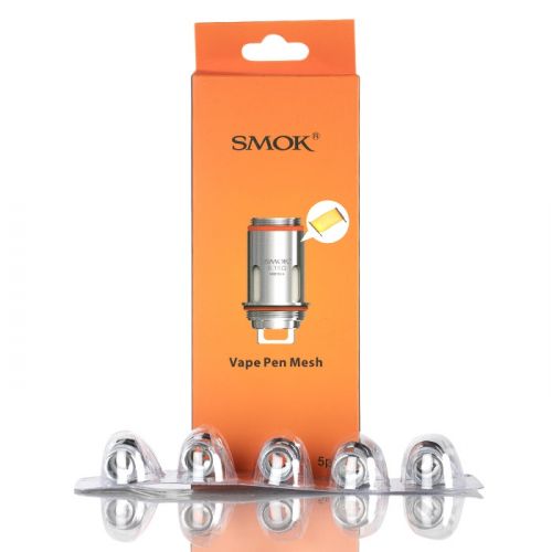 Pack of 5 SMOK Vape Pen 22 Mesh Coils displayed in front of an orange packaging with the SMOK logo.