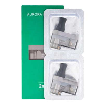 Vaporesso Aurora Play Pod Cartridges in packaging, showing two transparent pods with black components inside.