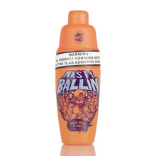 Load image into Gallery viewer, A bottle of Migos Moon - Nasty Ballin E-Liquid with a label featuring a graphic design, predominantly orange in color.
