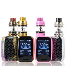 Load image into Gallery viewer, A collection of SMOK X-PRIV Baby 80W and TFV12 Big Baby Prince vaping devices in various colors, featuring a digital screen and a tank on top.
